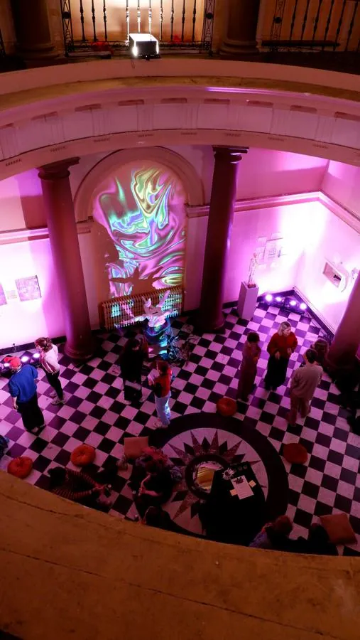A view from above of the exhibition space.